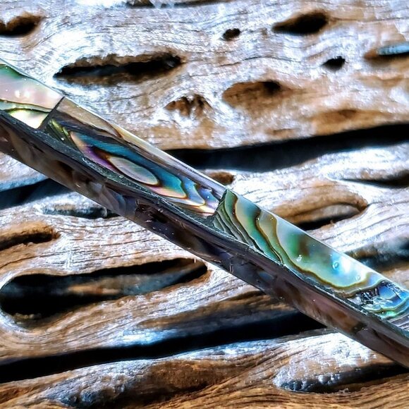 Natural Philippines Iridescent Paua Abalone Shell 7" Long Artisan Hair Stick - Picture 5 of 12